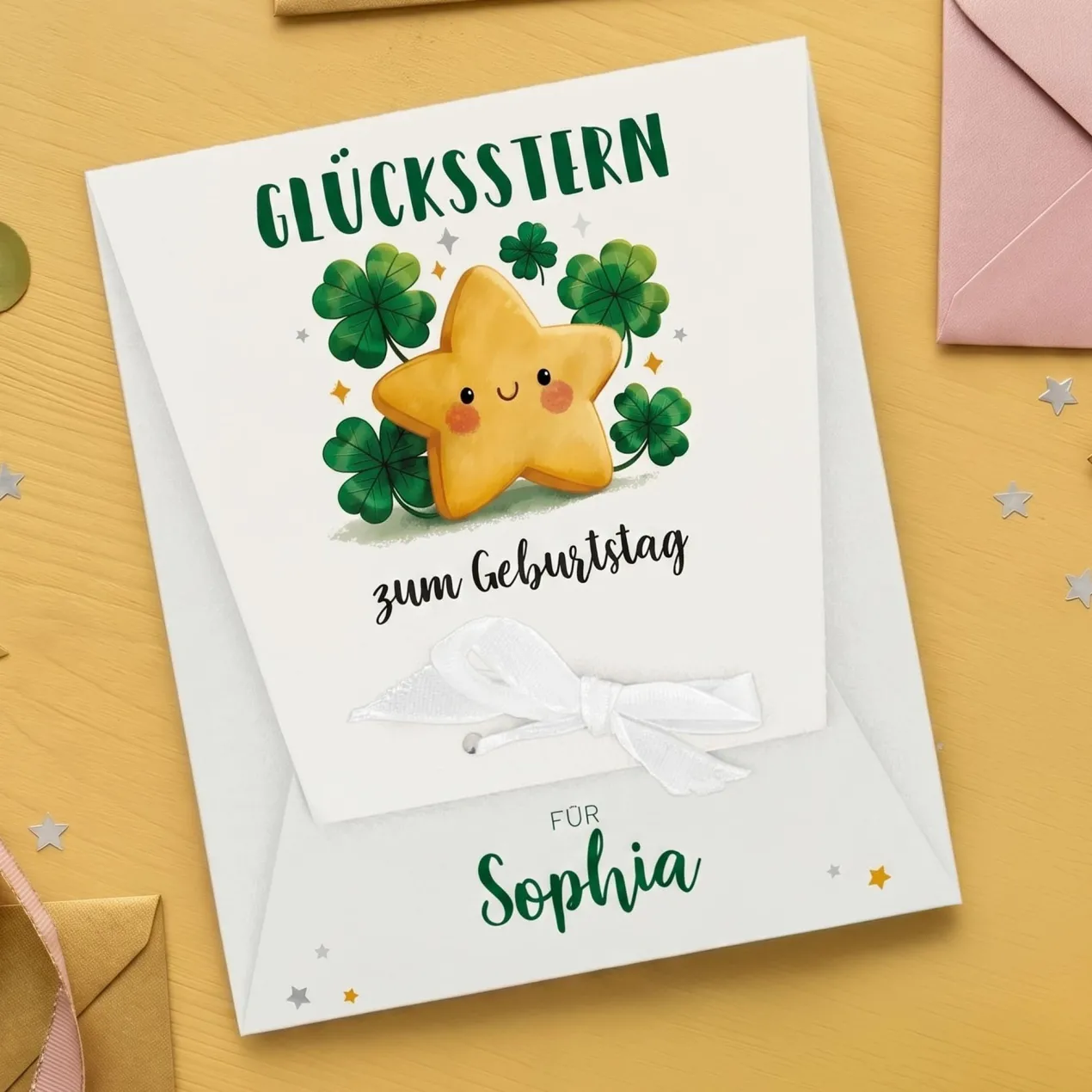 Glücksstern mit Stern Armband in personalisierter Geschenkverpackung | Glücksbringer Geschenk