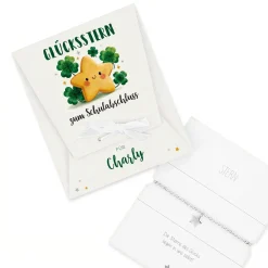 Glücksstern mit Stern Armband in personalisierter Geschenkverpackung | Glücksbringer Geschenk