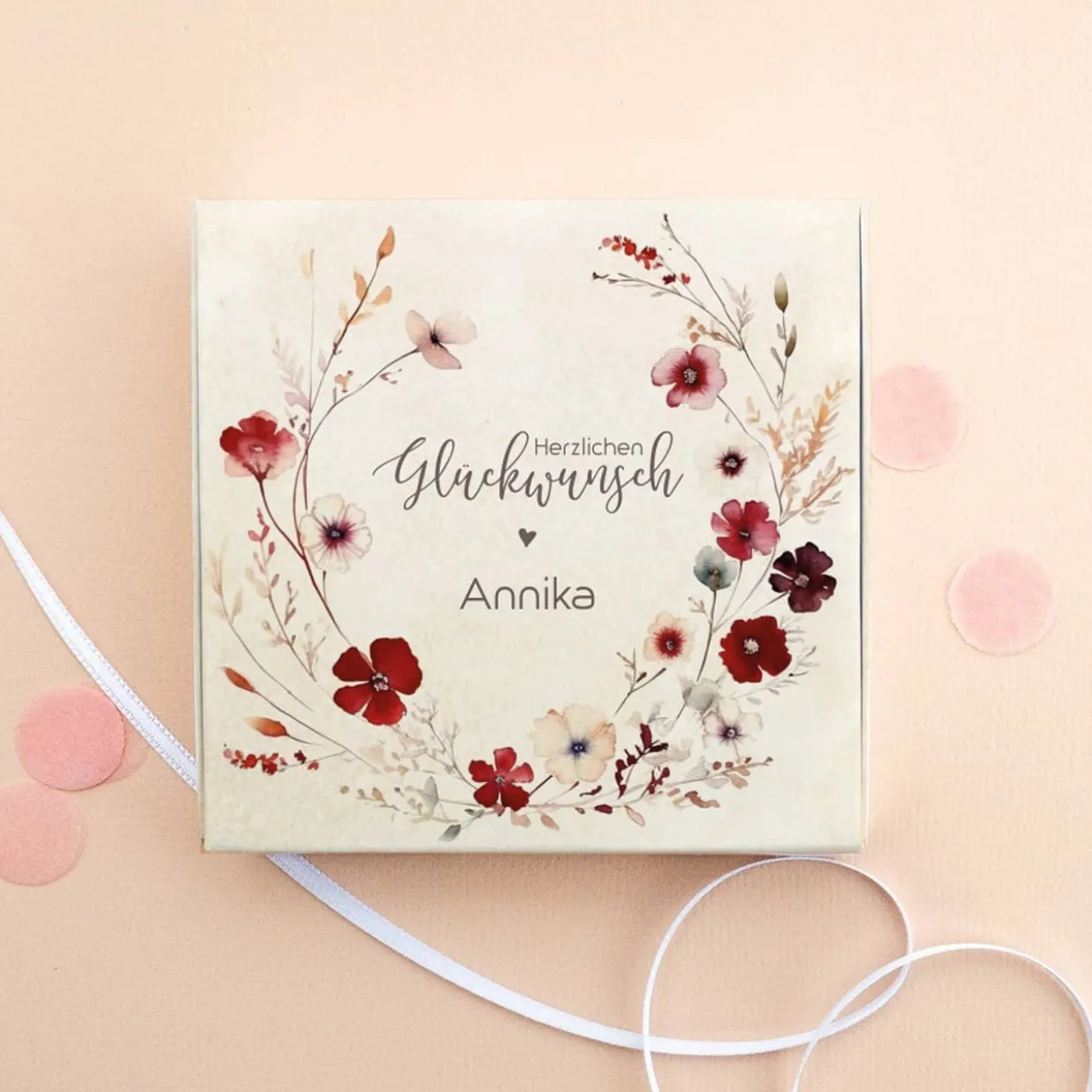Glückwunsch - Geldgeschenkbox zu vielen Anlässen - mit Name und Wunschtext
