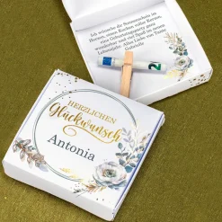 Glückwunsch - Geldgeschenkbox zu vielen Anlässen - mit Goldprägung, Blumen und Wunschtext