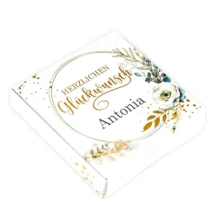 Glückwunsch - Geldgeschenkbox zu vielen Anlässen - mit Goldprägung, Blumen und Wunschtext