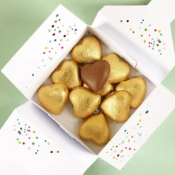 Glückwunsch-Geschenkbox zum Abitur mit 10 Lindt Schoko-Herzen, Name, Jahr & Text