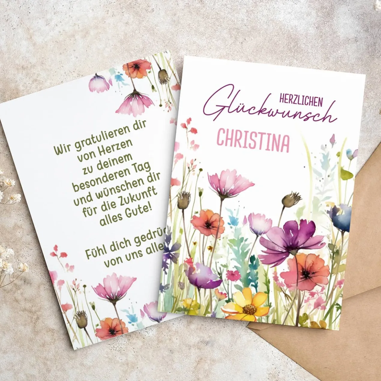 Glückwunschkarte mit Wildblumen - zu vielen Anlässen