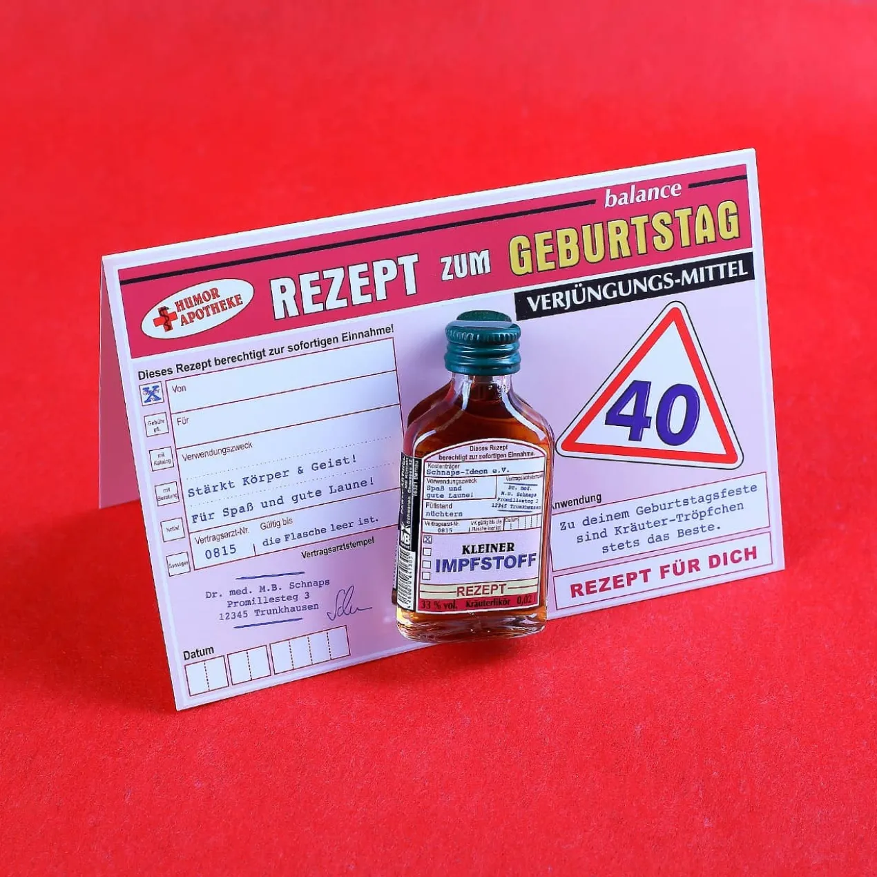 Glückwunschkarte Rezept zum 40. Geburtstag