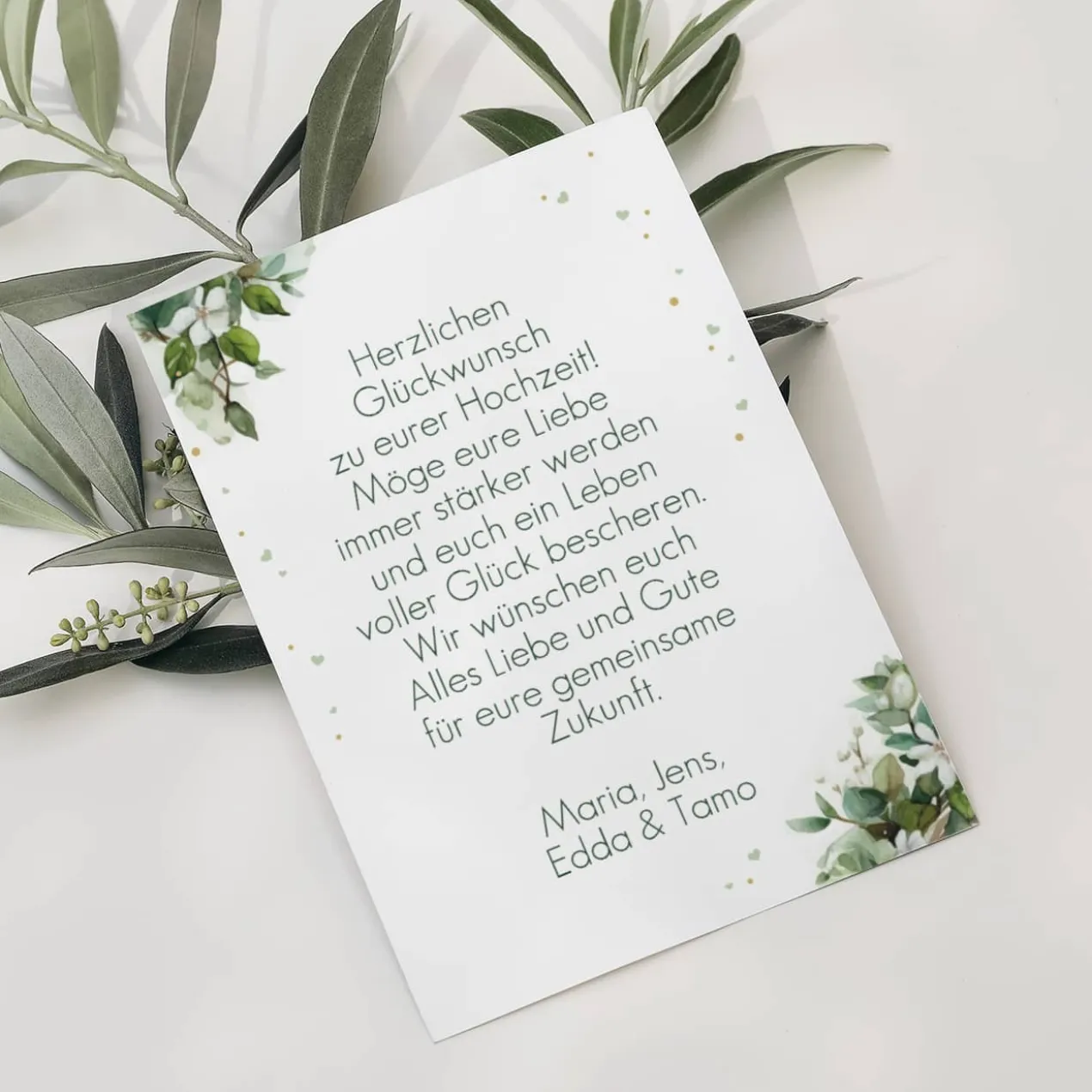 Glückwunschkarte zur Hochzeit mit Tauben & Ihrem Text