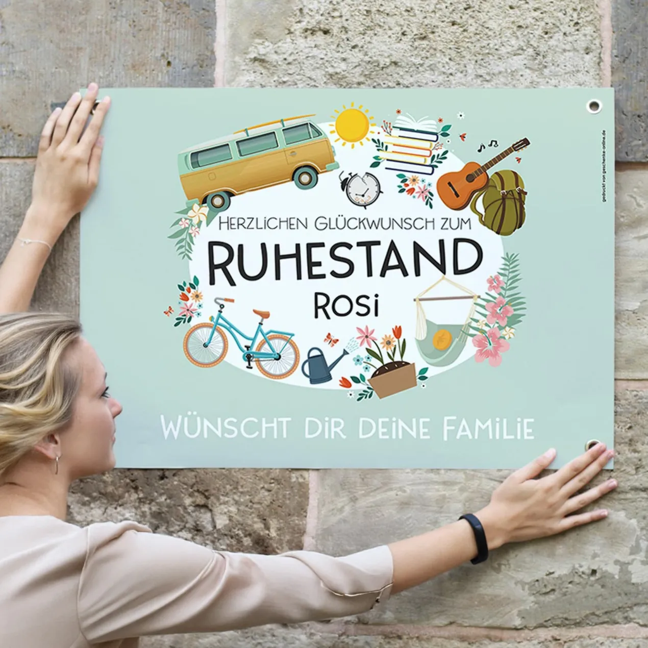 Glückwunsch zum Ruhestand - Banner mit Name und Wunschtext