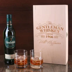 Glenfiddich Single Malt Whisky Geschenkset mit Whiskyglas und Holzkiste
