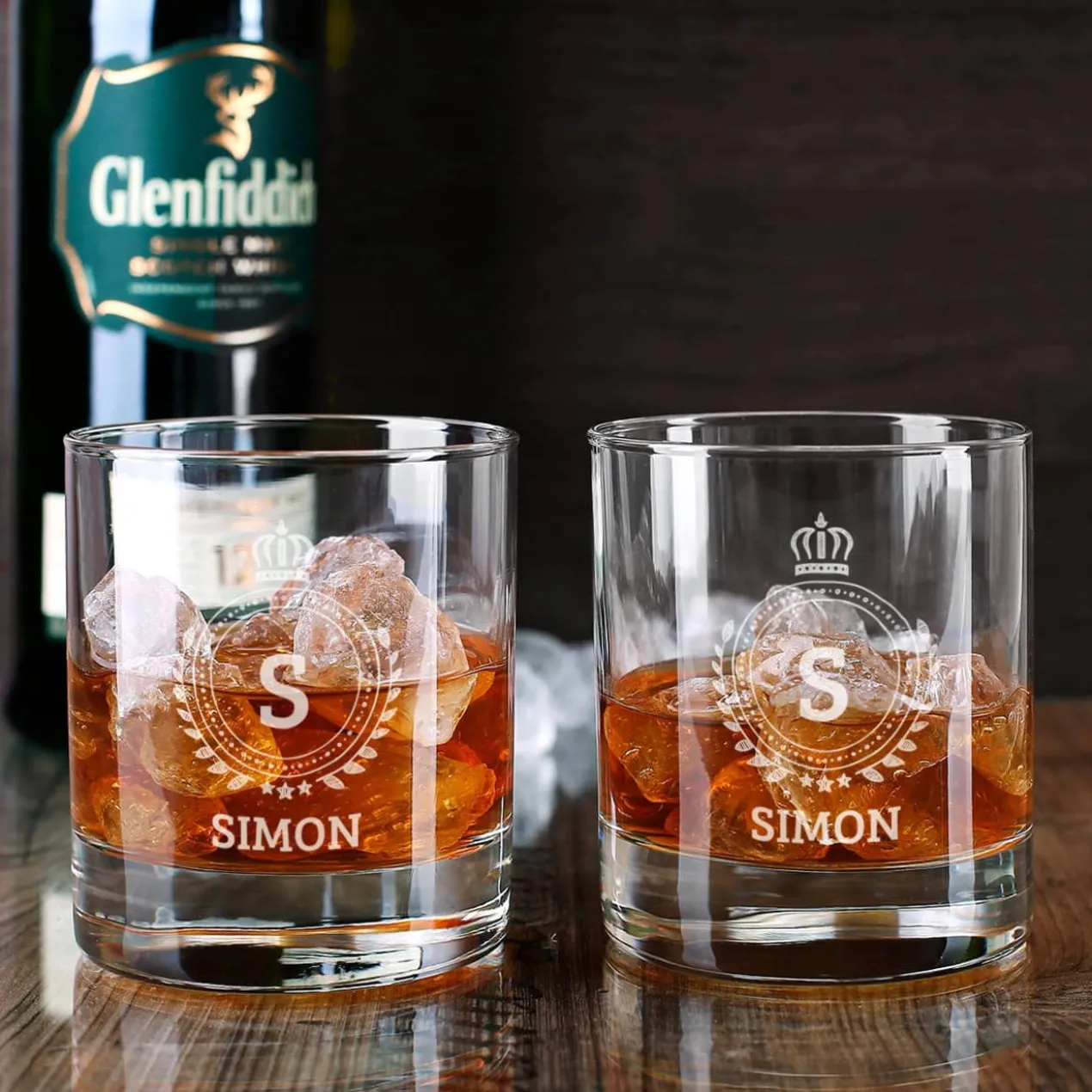 Glenfiddich Whisky Geschenkset mit Monogramm, Name und Wunschtext graviert