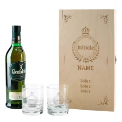 Glenfiddich Whisky Geschenkset mit Monogramm, Name und Wunschtext graviert