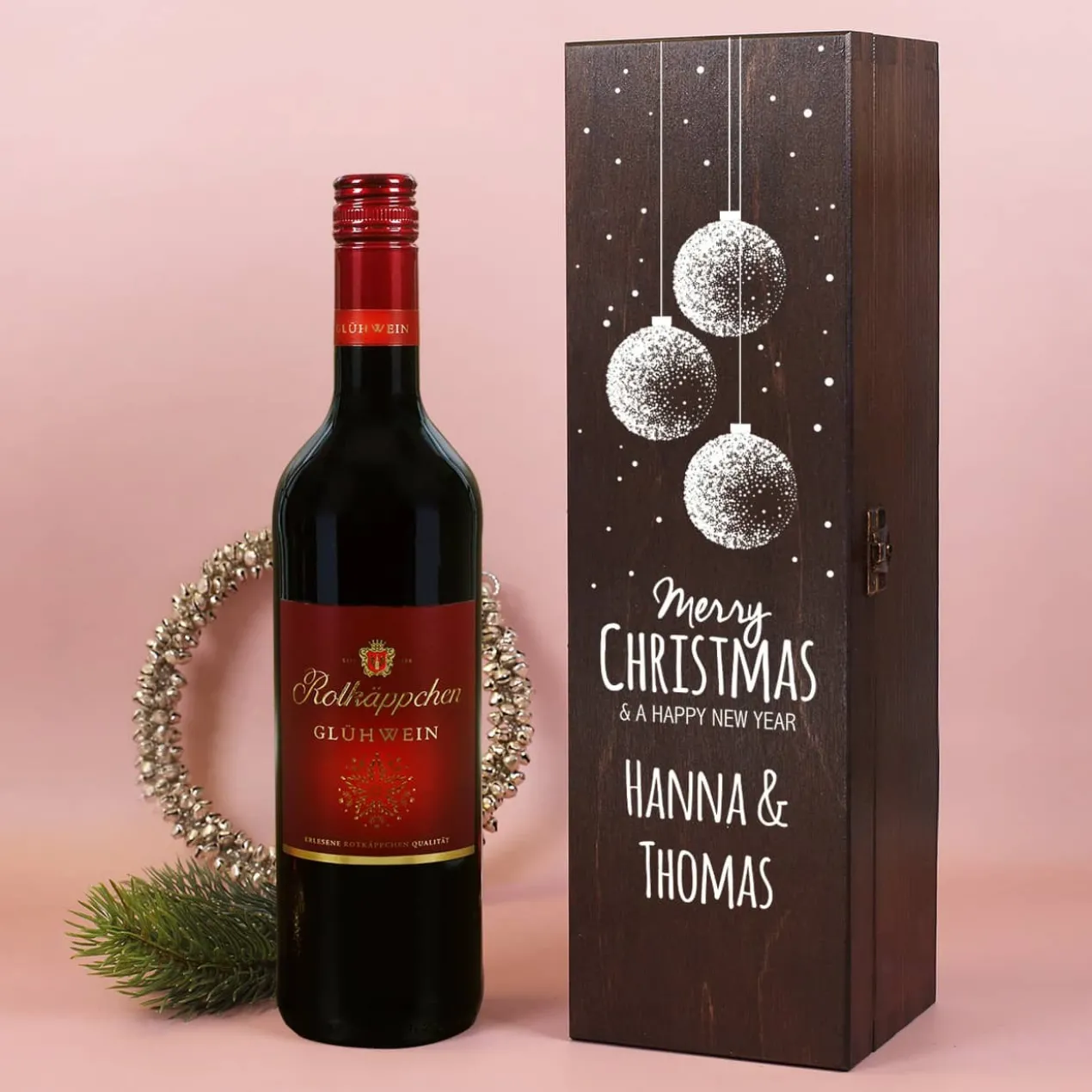 Glühwein mit persönlicher Geschenkbox zu Weihnachten