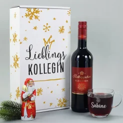 Glühweinset - Lieblings... - mit graviertem Glühweinglas und Lindt Schokofigur