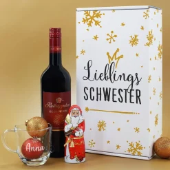 Glühweinset - Lieblings... - mit graviertem Glühweinglas und Lindt Schokofigur
