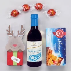 Glühweinset mit Tee und Lindor Kugeln in einem persönlichen Geschenkkorb