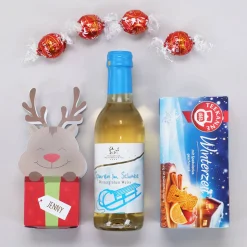 Glühweinset mit Tee und Lindor Kugeln in einem persönlichen Geschenkkorb