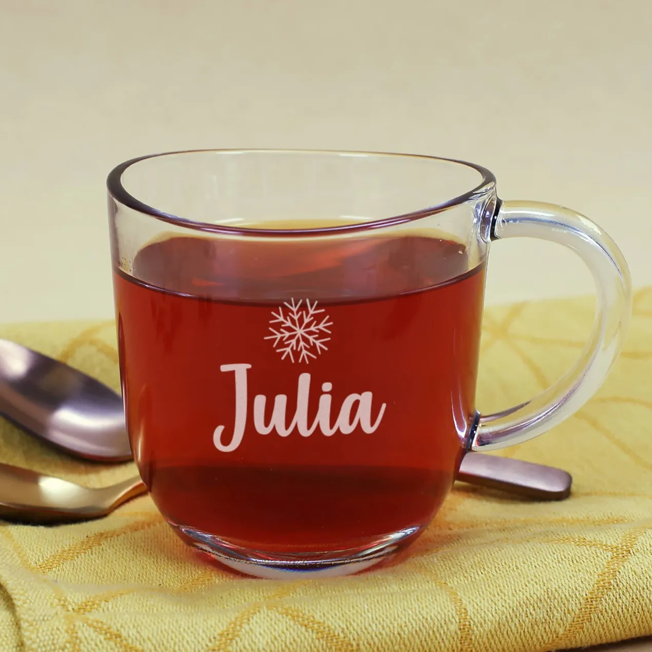 Glühweinset - Winterzweig - mit Glas und Lindt Schokoweihnachtsmann