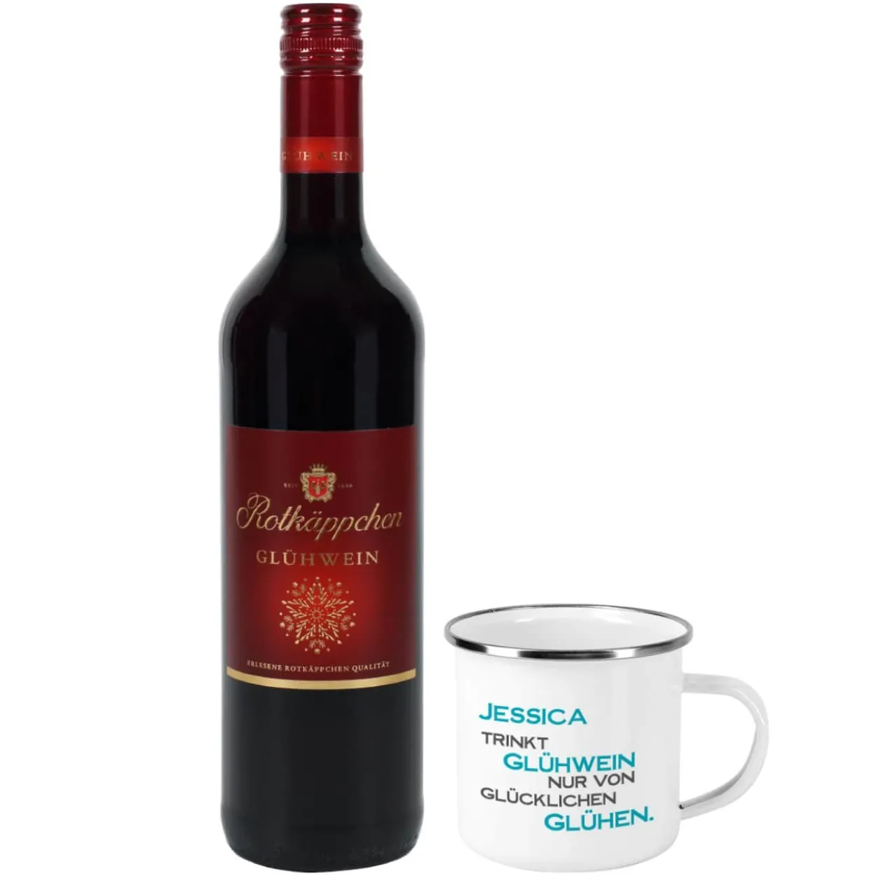 Glühwein und Tasse - nur von glücklichen Glühen