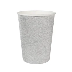 10 Glitzer Pappbecher in Silber