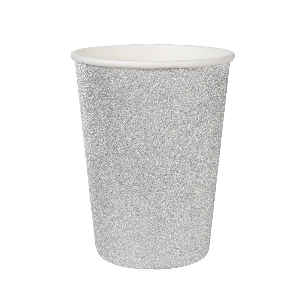 10 Glitzer Pappbecher in Silber