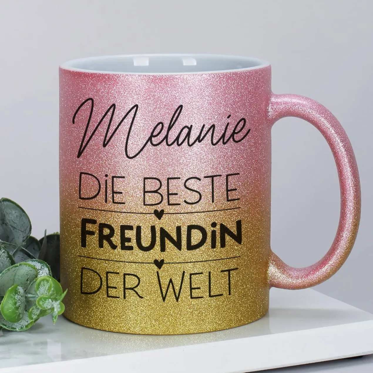 Glitzertasse für die beste Freundin, Kollegin oder Schwester der Welt