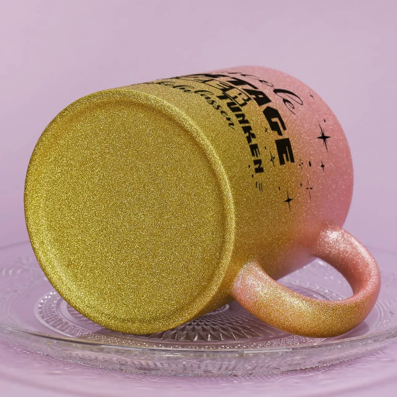 Glitzertasse in 3 Farben - Kacktage funkeln lassen - mit Name persönlich bedruckt