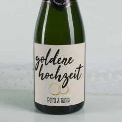Goldene Hochzeit - Flaschenetikett mit Namensaufdruck
