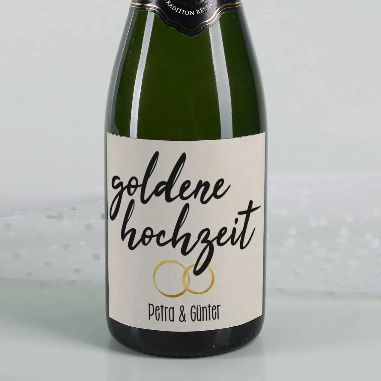 Goldene Hochzeit - Flaschenetikett mit Namensaufdruck