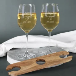 Goldene Hochzeit - Graviertes Geschenkset mit Weinflasche, Weingläsern und Weinbutler