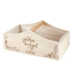 Goldene Hochzeit - Pflanzkorb mit Namen und Blüten graviert