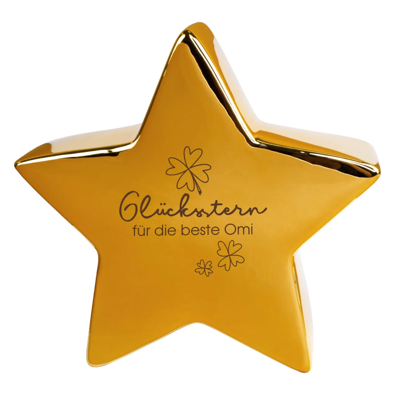Goldener ‚Glücksstern‘ von Leonardo – personalisiert mit Wunschtext | Glücksbringer-Geschenk | 20 cm