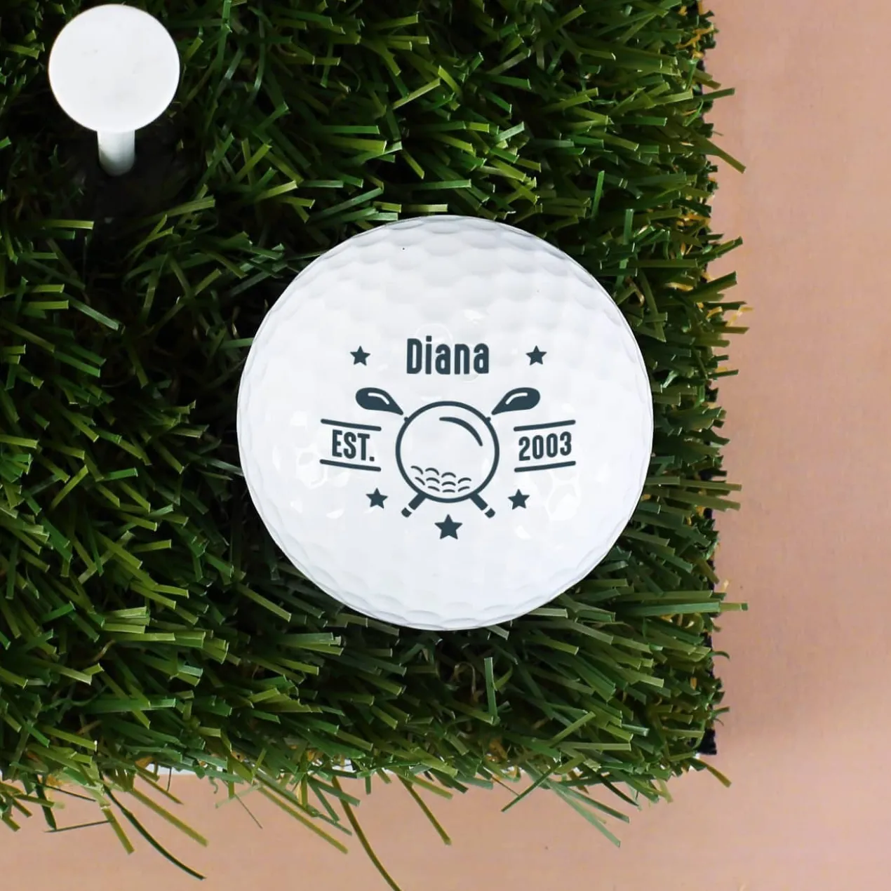 3 Golfbälle mit Wunschname und Jahr personalisiert