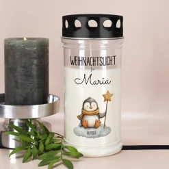 Grablicht zu Weihnachten personalisiert mit Name | Weihnachtslicht | 2 Größen