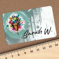 Graffiti Schulaufkleber mit Eis-Motiv und Name (100 Stück)