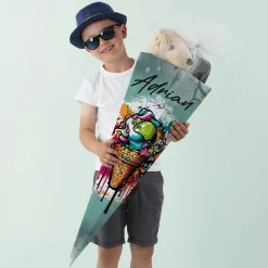 Graffiti Schultüte mit Eis-Motiv und Name
