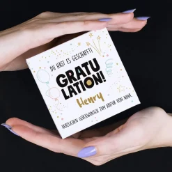 Gratulation, du hast es geschafft! - Geschenkbox mit 10 Lindt Schoko-Herzen