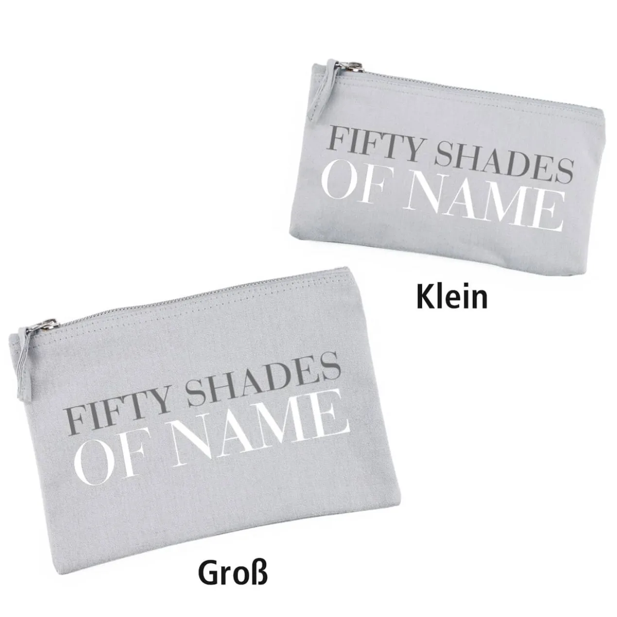 Graues Beautycase mit Name für Schminksachen und Accessoires