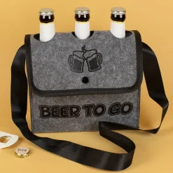 Graue Umhängetasche - Bier to go - für Männer zum Vatertag