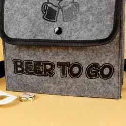 Graue Umhängetasche - Bier to go - für Männer zum Vatertag