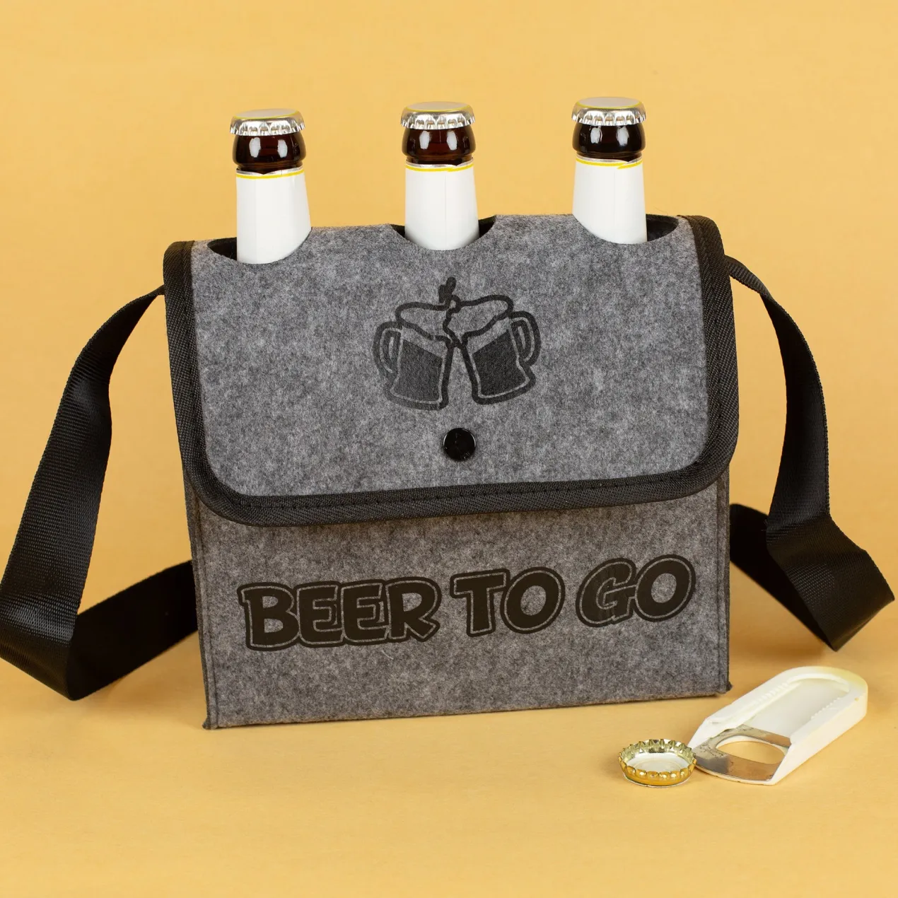 Graue Umhängetasche - Bier to go - für Männer zum Vatertag