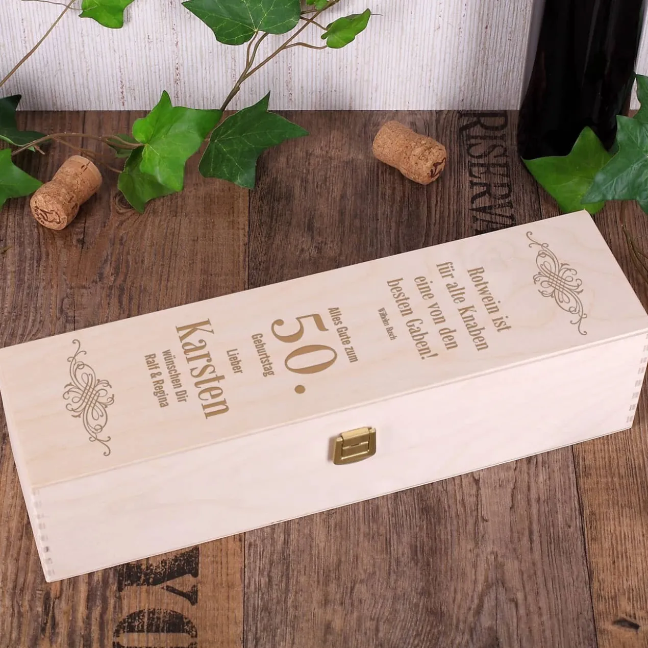 gravierte Geschenkbox zum Geburtstag - Rotwein ist... -