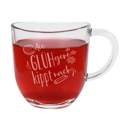 Gravierte Glühweintasse aus Glas mit lustigem Spruch | 280 ml | Varianten für Männer & Frauen