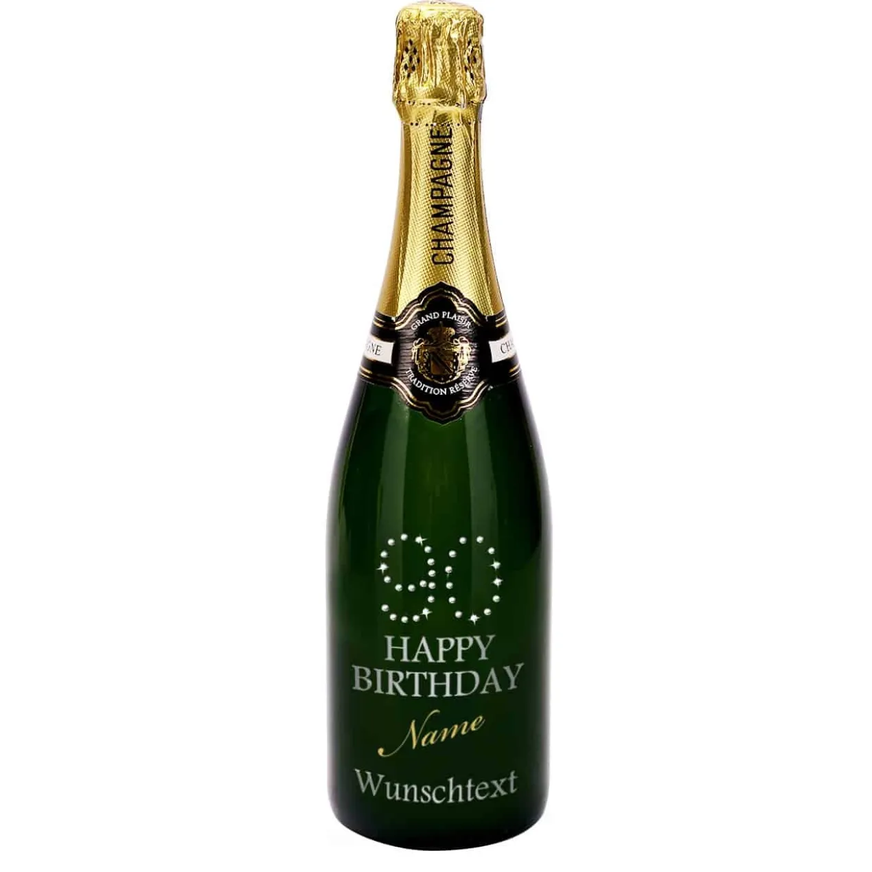 Gravierter Champagner zum 90. MADE WITH SWAROVSKI® ELEMENTS