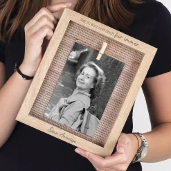 Gravierter Gedenk-Bilderrahmen aus Holz personalisiert mit Name | Viel zu kurz und doch für immer