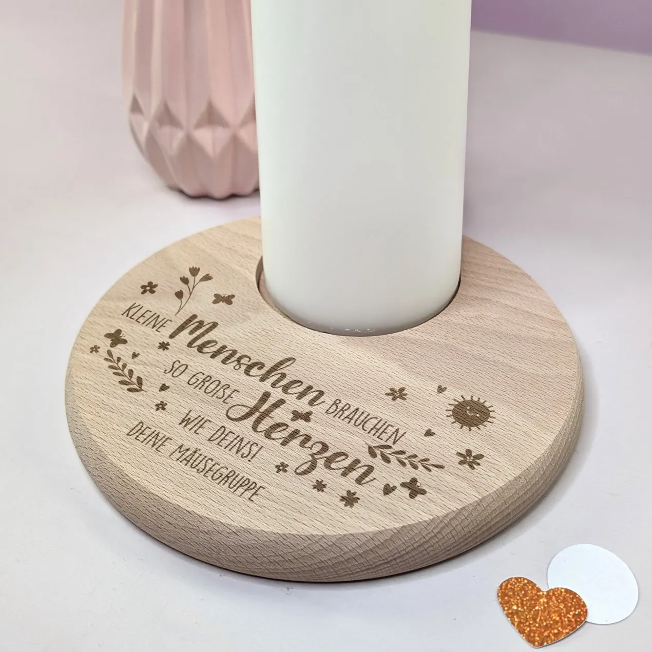 Gravierter Kerzenteller für Erzieherinnen & Lehrer | Dankeschön für große Herzen