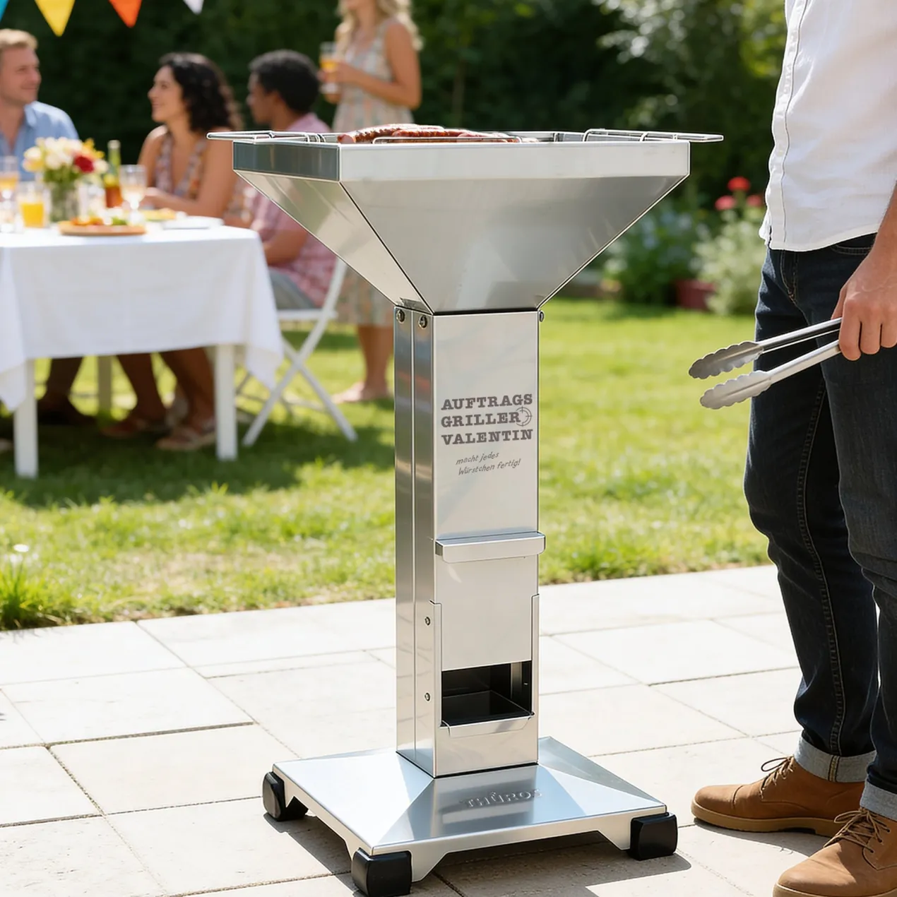 Gravierter Thüros Edelstahl Kaminzuggrill für Auftragsgriller