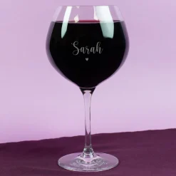 Graviertes Burgunderglas von Leonardo mit Name & Herzmotiv | Personalisiertes Weinglas Geschenk