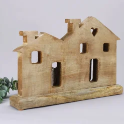 Graviertes Haus aus Mangoholz mit Ihren Wunschtexten