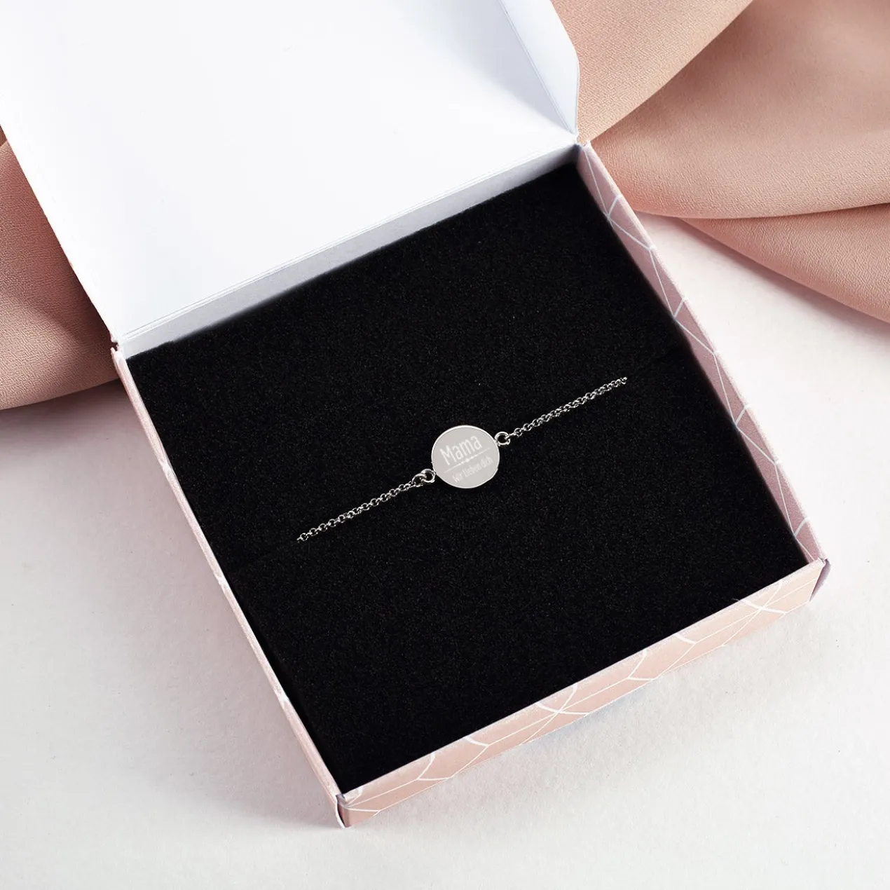 Graviertes Leonardo Armband mit 2 Zeilen Wunschtext | Silber oder Gold