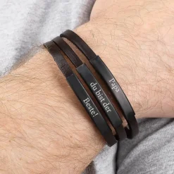 Graviertes Männer Armband mit 3 Wunschtexten
