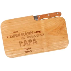 graviertes Schneidebrett mit Messer für super Papas