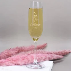 graviertes Sektglas Flower Edition mit Wunschnamen